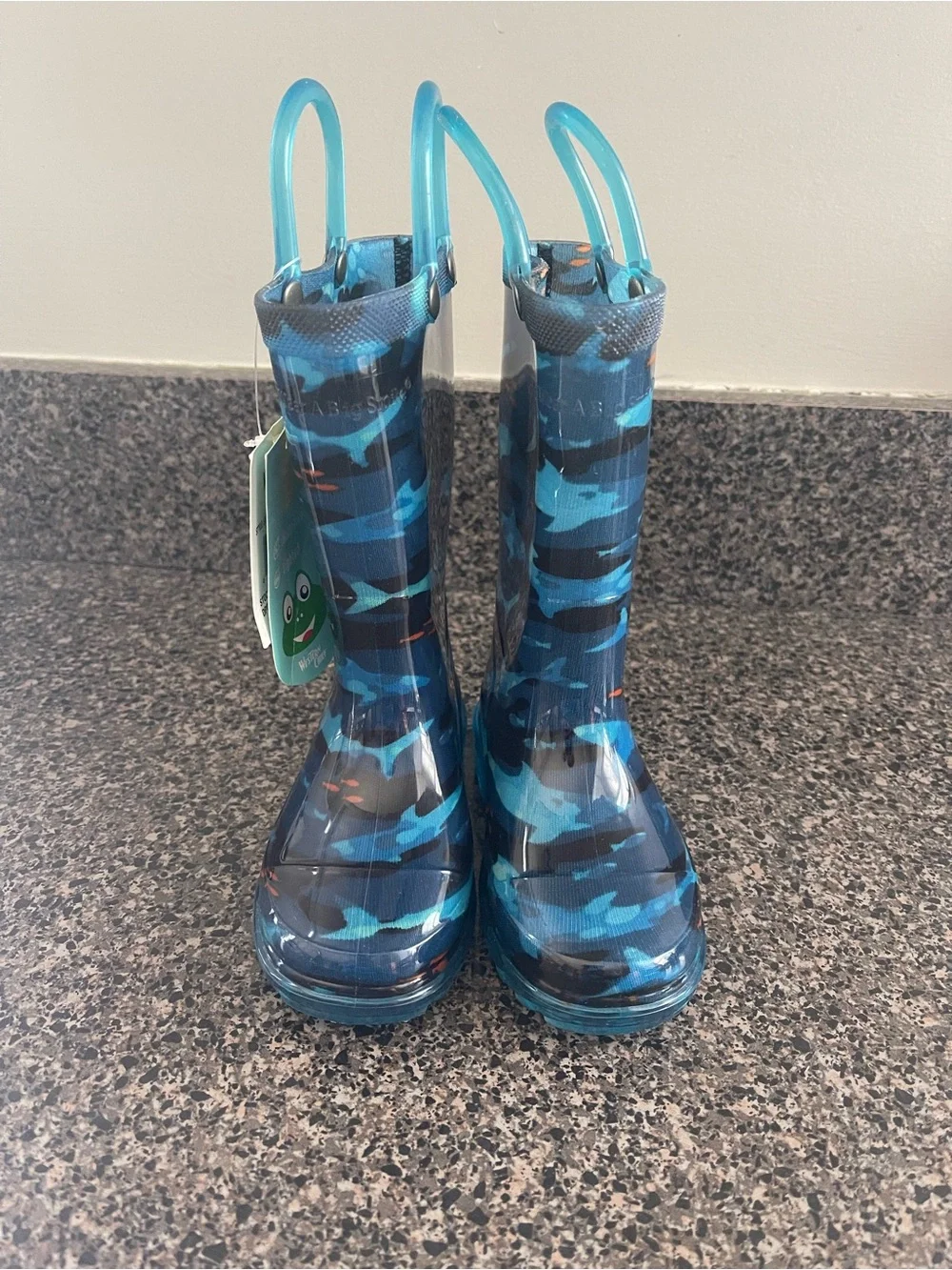 Western Chief Kids Shark Camo Light Up Rain Boots - Blue Size 6